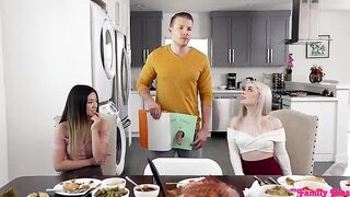 Beaux-frères se masturbent à Thanksgiving, les filles partagent