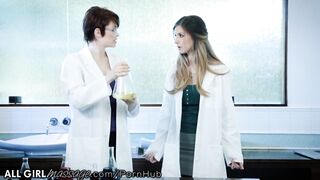 Lesbian Scientist Experiments with Pussy