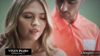 A prisoner dominates a busty blonde church girl
