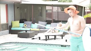 Mayara Lopez Invites Pool Boy For Oil Hand Job and Fuck